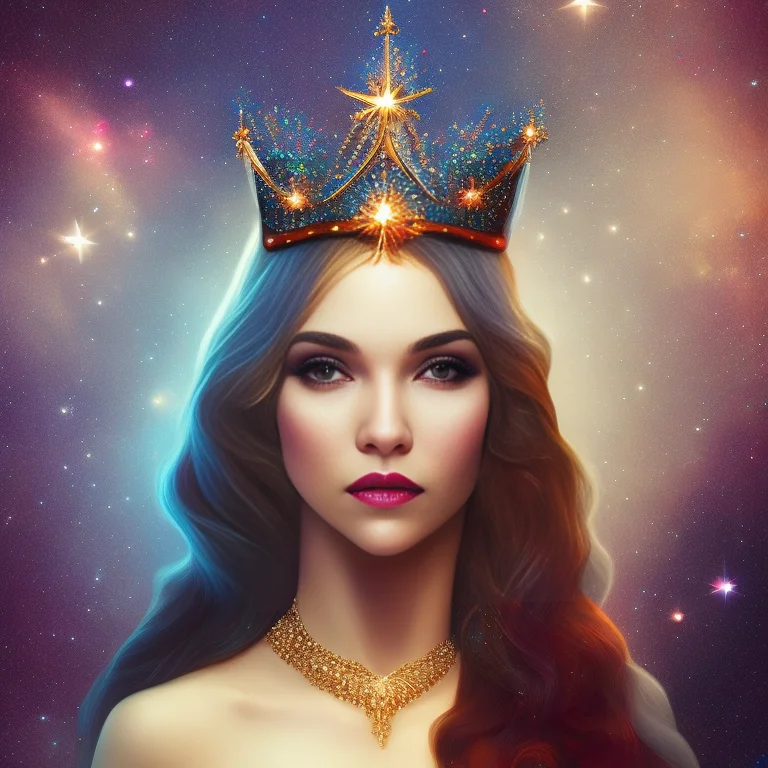 Oldjourney Cosmic Queen, Ethereal Woman With A Crown On Her...