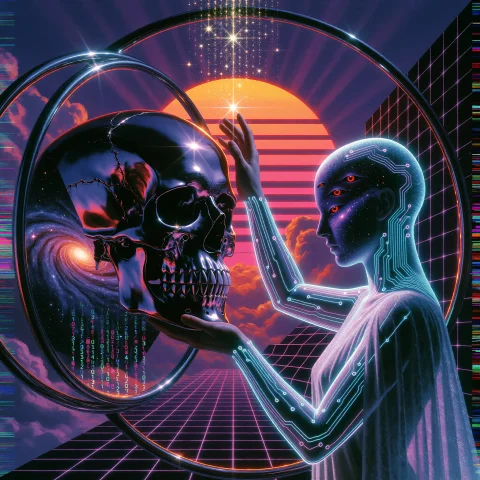 Retrowave Synthwave Darksynth8k Crt Vhsrgb 35vhs — Stable Diffusion AI Prompt: 八十年代复古合成波（Retrowave / Synthwave / Darksynth）风格与破碎透视超现实主义...