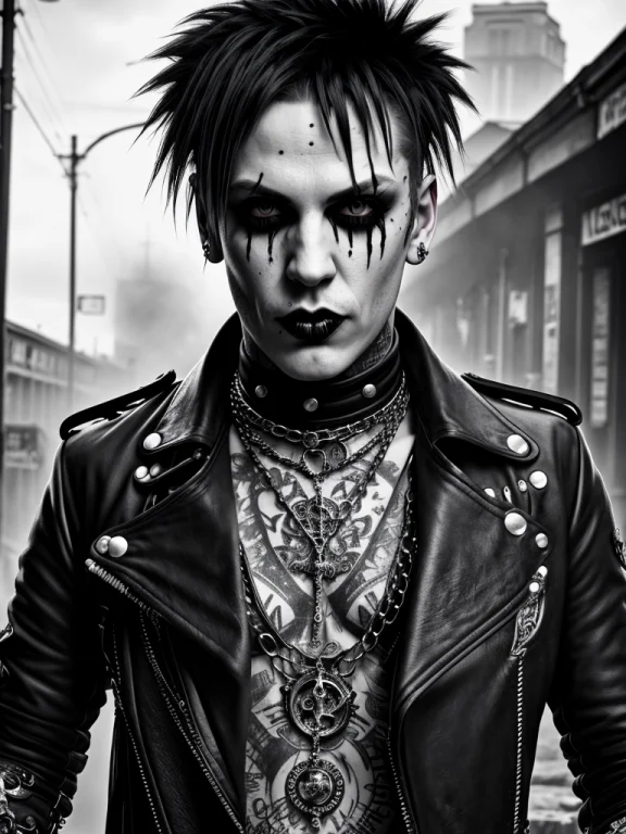 Stunning 30 Year Old Gothic Punk Rock Man, High Detail, Grun...