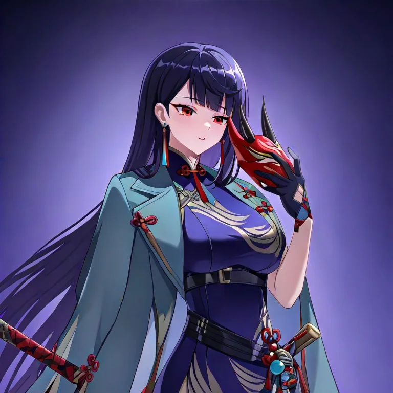 Feicznskillfi24, 1girl, Gloves, Earrings, Red Eyes, Solo, Bl...