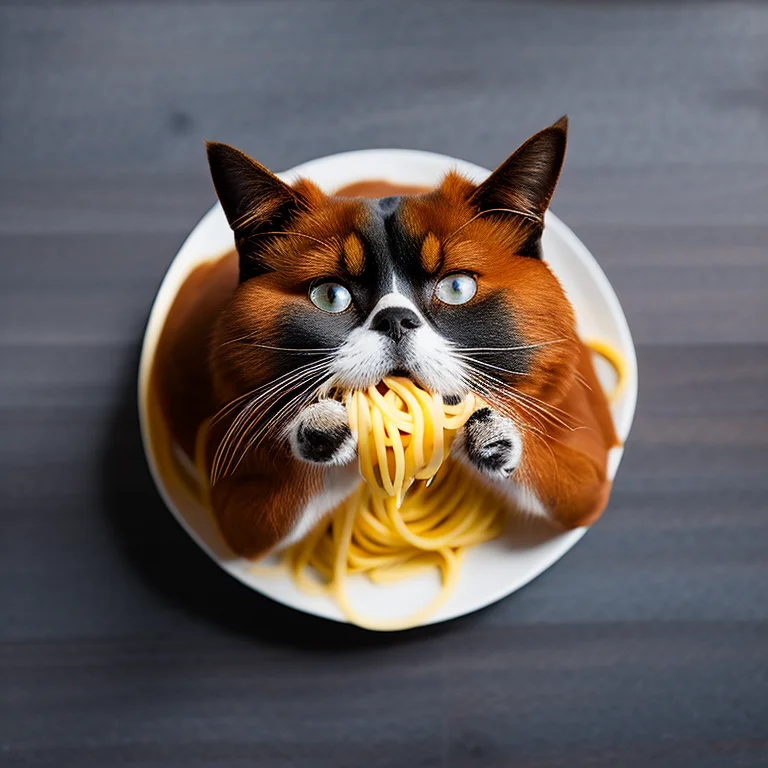 A Dog Eating Spaghetti, Kittypic-sdv2 Eating Spaghetti