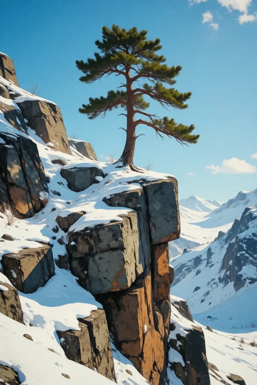 Nature, A Stunning Vertical Photograph Of A Solitary, Resili...