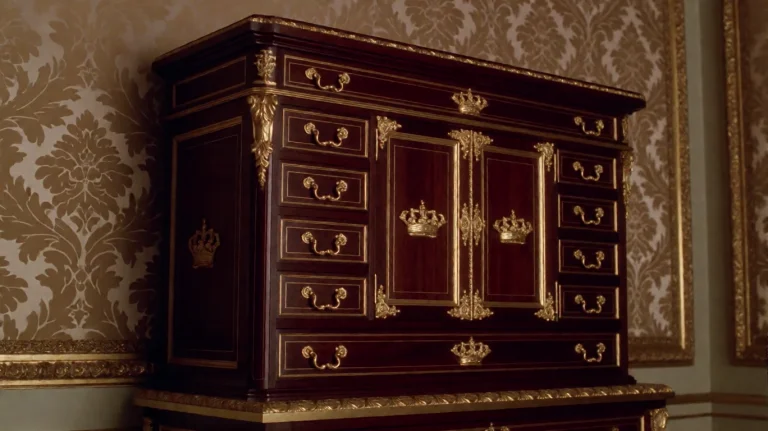 Mninirnmsk1998, A Richly Detailed, Dark Wood Cabinet With Or...