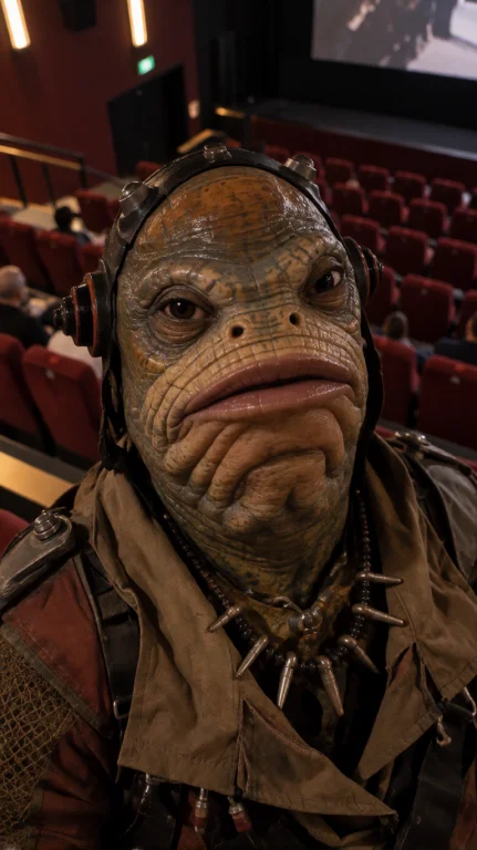 Shyng Alien Man, Extreme Close-up, Eye-level, Seated Facing...