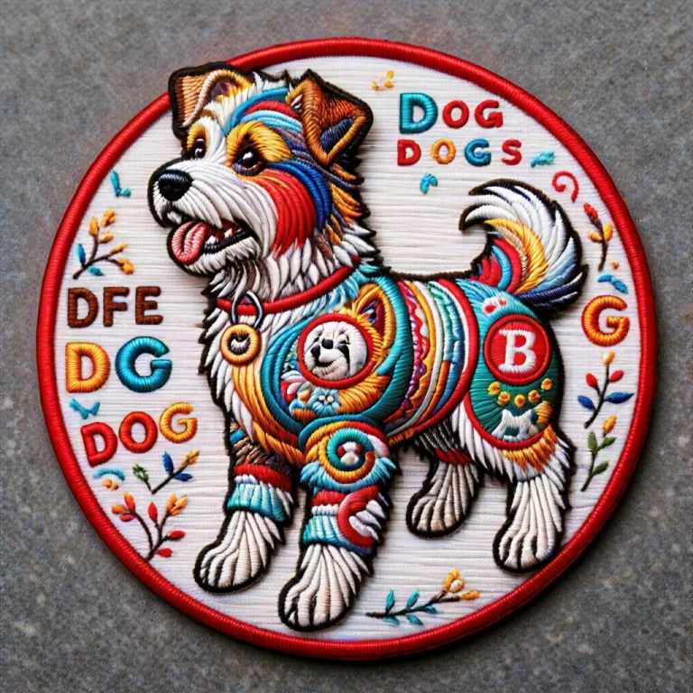 Embroidery Patch, Dog Body Made Of Threads, Embroidered Lett...