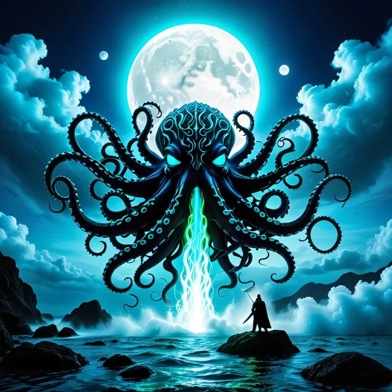 Cinematic Night Scene1.2, Colossal White Kraken1.4, Centered...