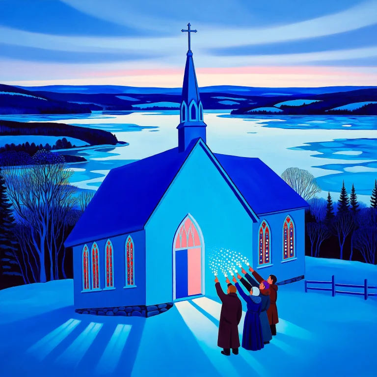 Lorazptagk2e101 A Divine Rural Church. A Cold Prussian Blue...