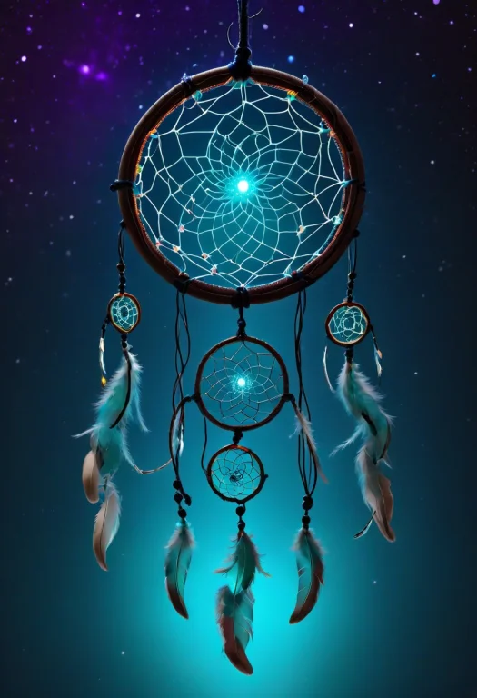 A Dreamcatcher ,bioluminescent Light Cosmic Glow Ethereal E...