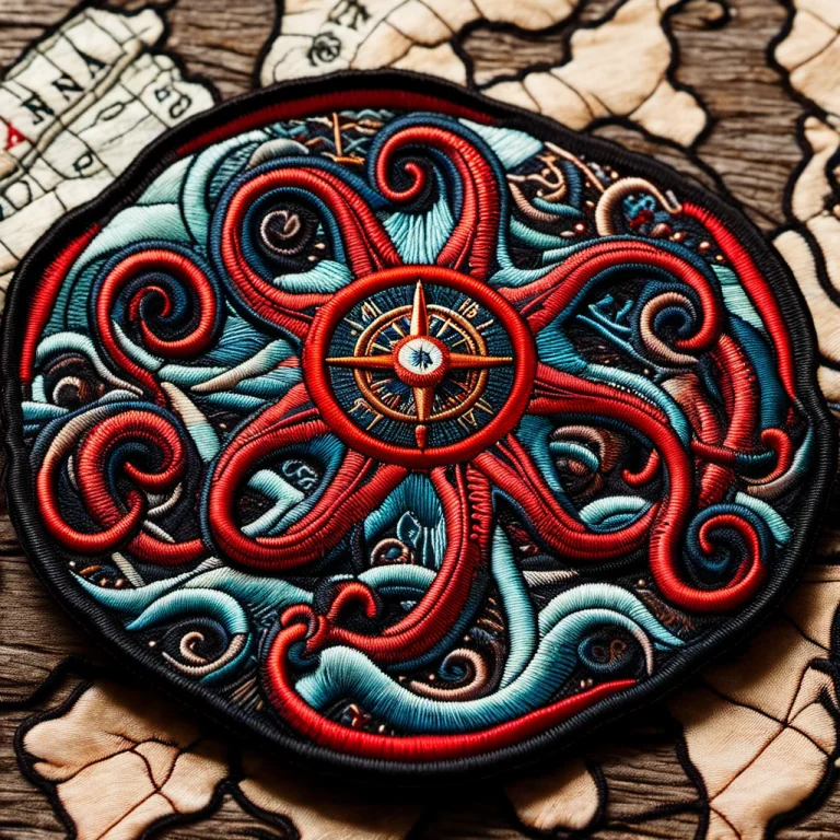 A Patch Showing A Windrose And Compass Made Of Tentacle Of A...