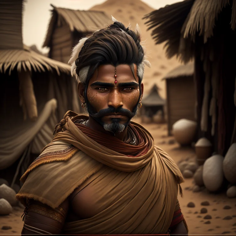 Beautiful Masculine Indian Man, Rugged And Scarred Skin, Bro...