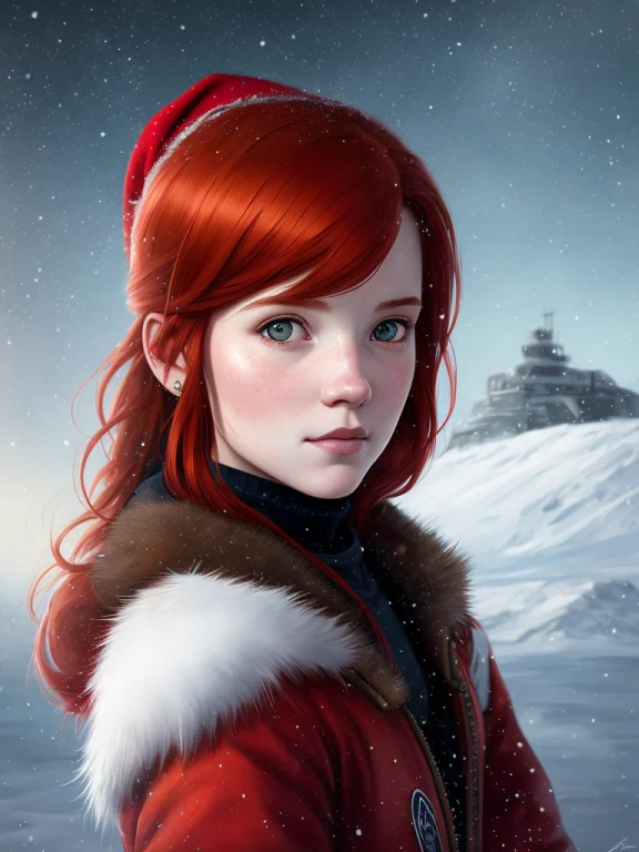 Portrait Of Girl With Red Hair And With Cute Face, North Pol...