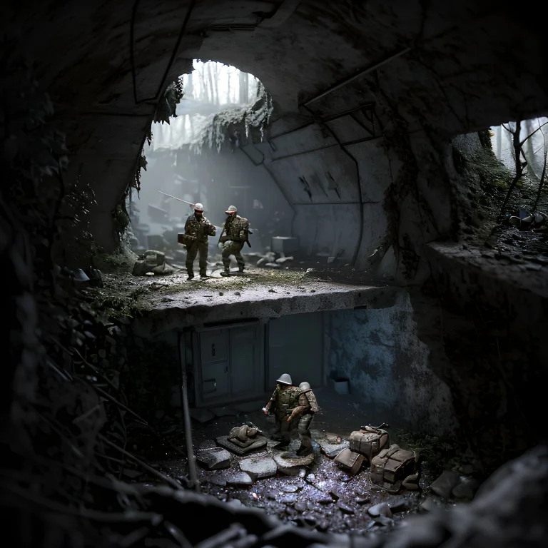 3d Render, 2men, Duo, Miniature Diorama, 2 Scavengers About...