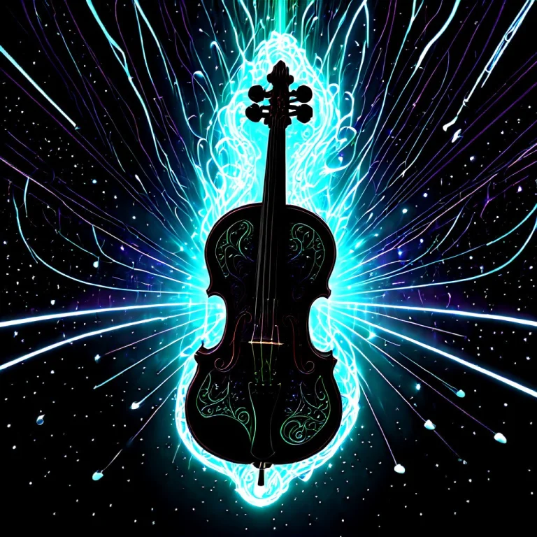 Masterpiece, Best Quality, A Dark Wooden Violin Floating In...