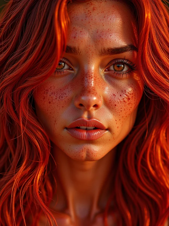 Hhc, St41rc4s3, Close-up Of A Red Long Wavy Haired Womans Fa...