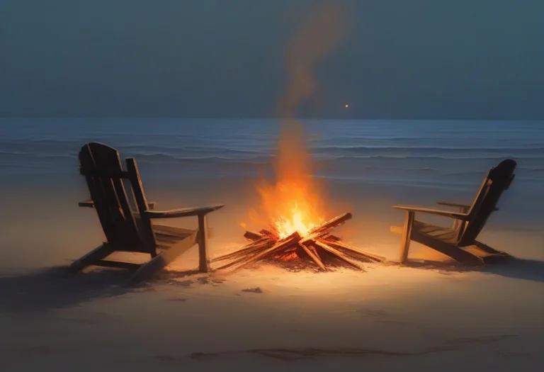 A Beach Bonfire Fading As The Tide Comes In, Plein Air Paint...