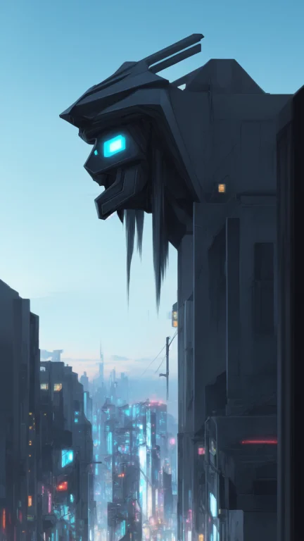 Blue Eyes, Long Hair, Protogen, A Large And Ominous Pale Fac...