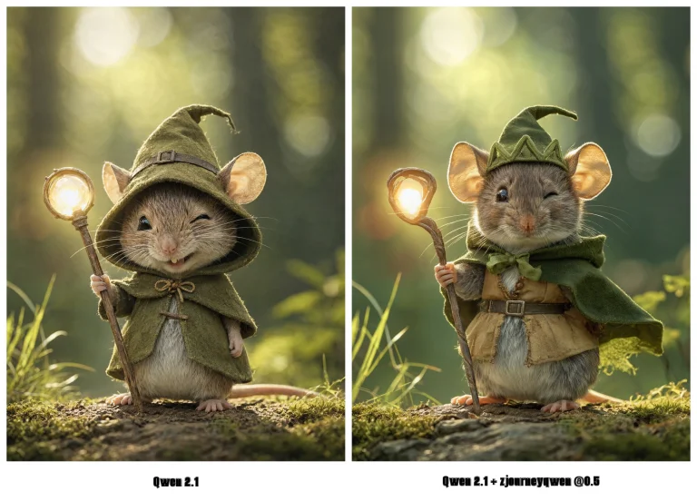 A Cheerful Little Mouse In A Green Cloak And Hat Holds A Glo...