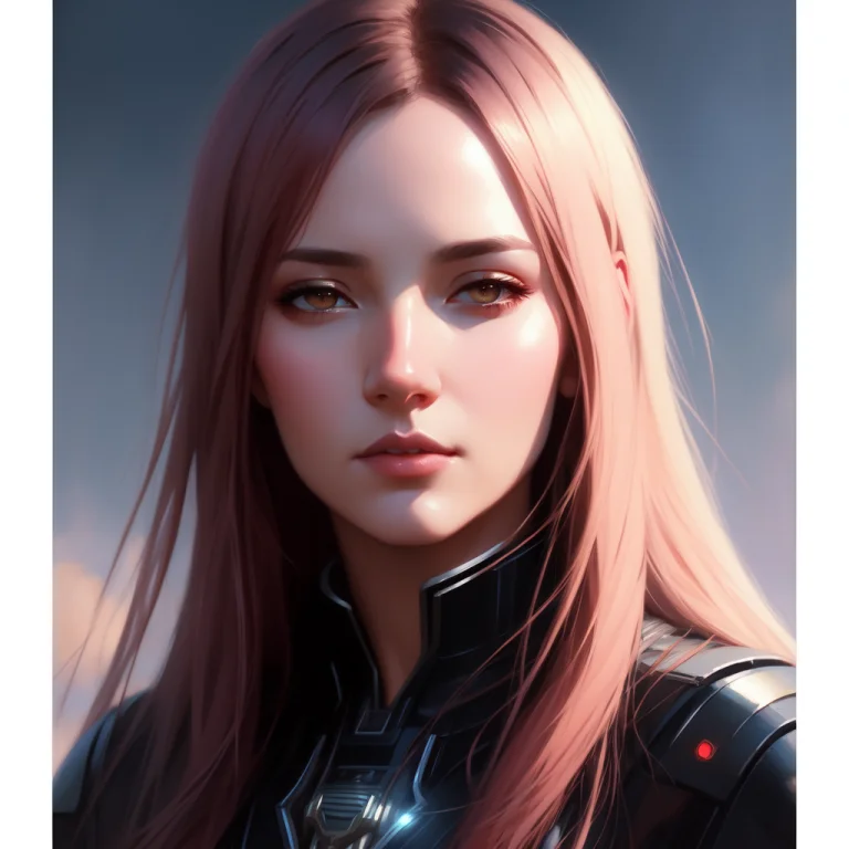 Portrait Of A Woman, Body Futuristic Suit, No Helmet, Long P...