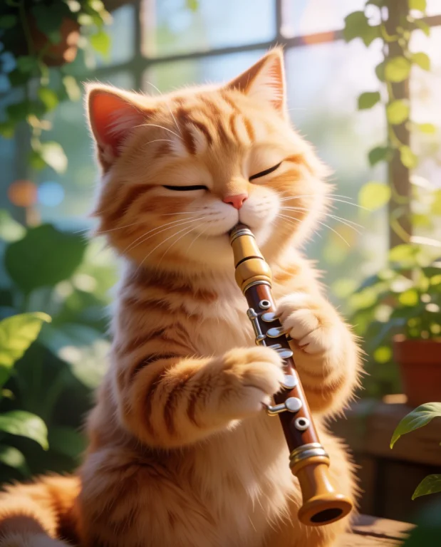 Subject And Action A Charming Anthropomorphic Cat With Soft,...