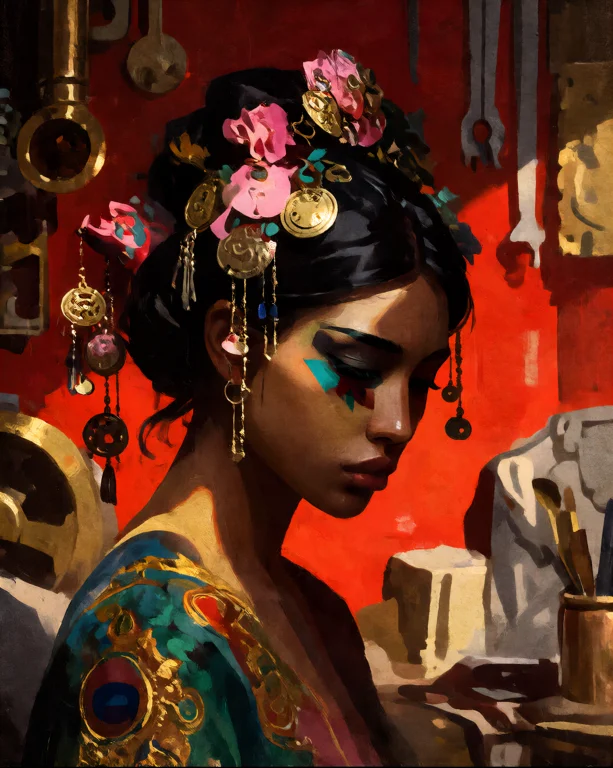 Dcobmon. A Womans Profile Head Tilted Slightly Downward In Q...