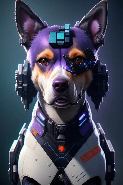 A Beautiful Portrait Of A Cute Cyberpunk Dog By Sandra Chevr...
