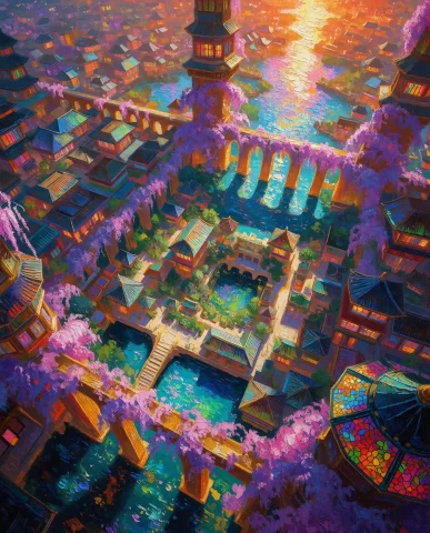 Njsw33t, Richly Textured Impasto Oil Painting Of An Immense... — Stable Diffusion AI Prompt: @NJSW33T, richly textured impasto oil painting of an immense kaleidoscopic fanta...