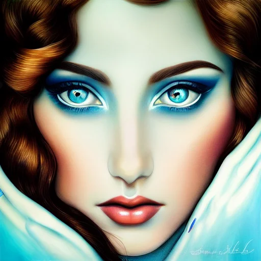 Beautiful Woman With Big Wide Set Eyes, Hyperrealistic, Art...