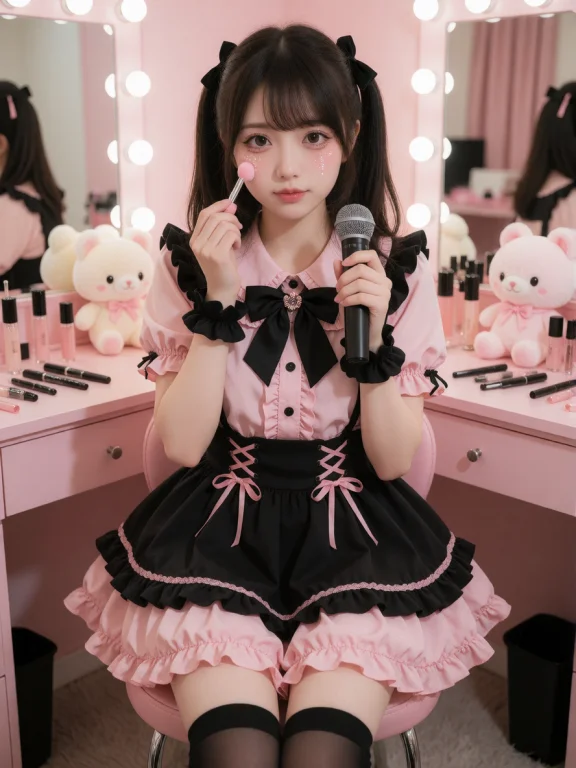 Cinematic, Ultra-realistic Photo, A Cute Jirai-kei Idol Wear...