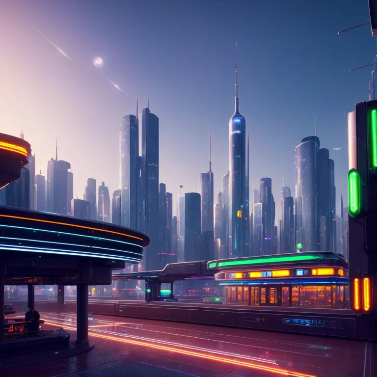 Urban Landscape Photograph Of  A Futuristic Space Station, W...
