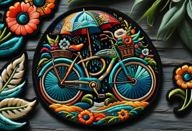 Bicycle, Flowers, Outdoors, Rain, Ral-embroideredpatch, Peac...