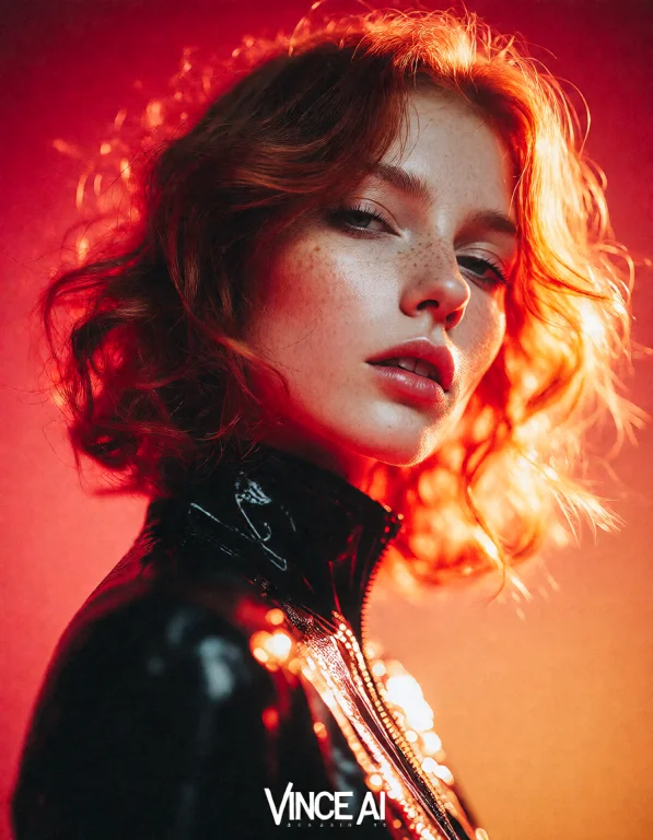A High-resolution Portrait Of A Young Woman With Fiery Red W...