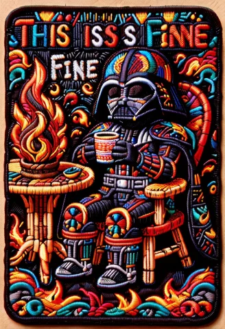 Embroidery Patch, Darth Vader Figure Made Of Threads, Armor... — SDXL AI Prompt: embroidery patch, darth vader figure made of threads, armor made of threads, sit...