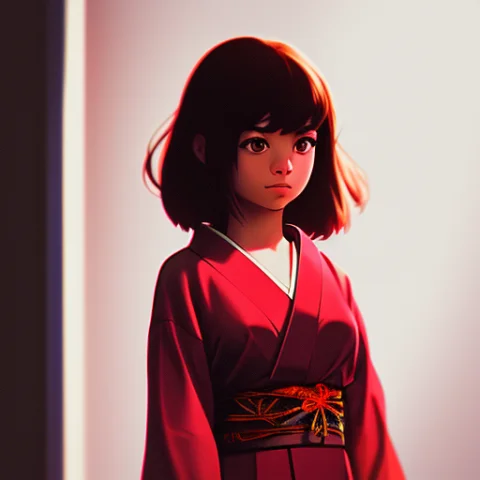 A Girl In A Red Kimono — Stable Diffusion AI Prompt: a girl in a red kimono
