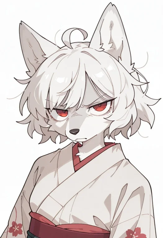 Wolf Girl, White Hair, Furry, Fluffy, 1girl, Solo, Looking A...