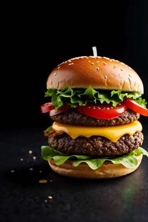 Product Shot Of Ultra Realistic Juicy Cheeseburger Against A...