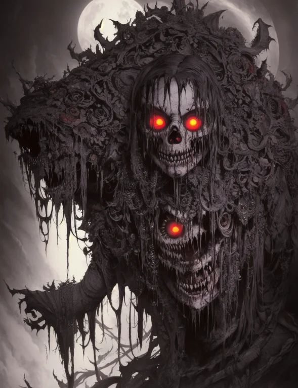 Horrifying Dark Art, Portrait Full Face Painting Of A Rottin...