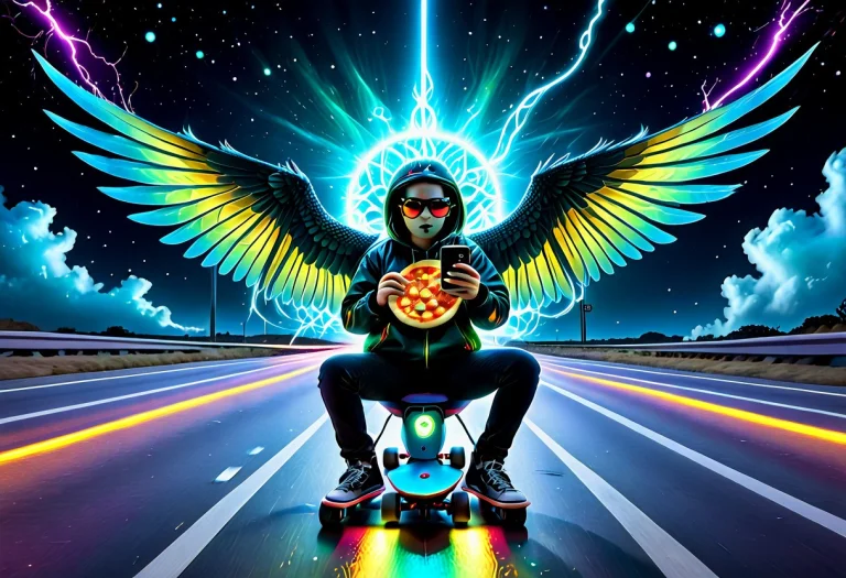 Bird Riding A Skateboard While Sitting On A Toilet, Hoping T...