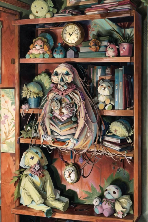 Clock, Leaf, Horror Theme, Book, Traditional Media, Stuffed...