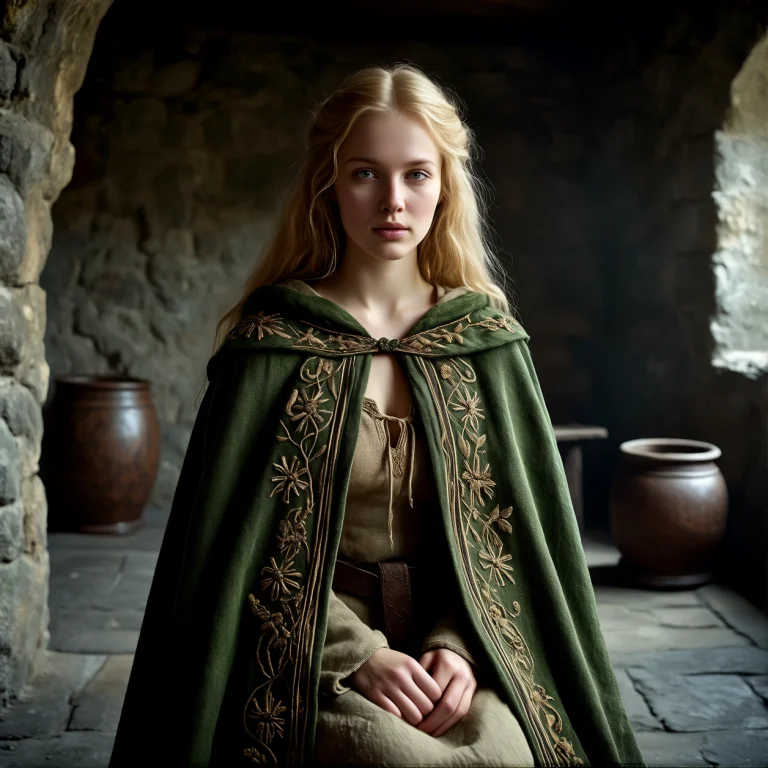 Medieval Style. A Beautiful 18yo Woman, Sweet Innocence, Wea...