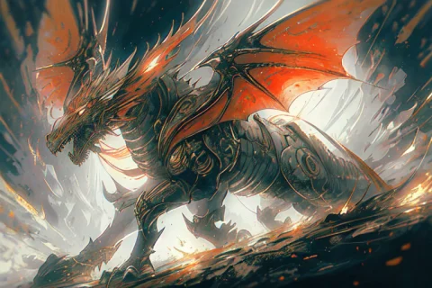 Masterpiece,highquality1.3,a Mecha Dragon With Mechanical Wi... — Stable Diffusion AI Prompt: (masterpiece,high_quality:1.3),a mecha dragon with mechanical wings,fires around...