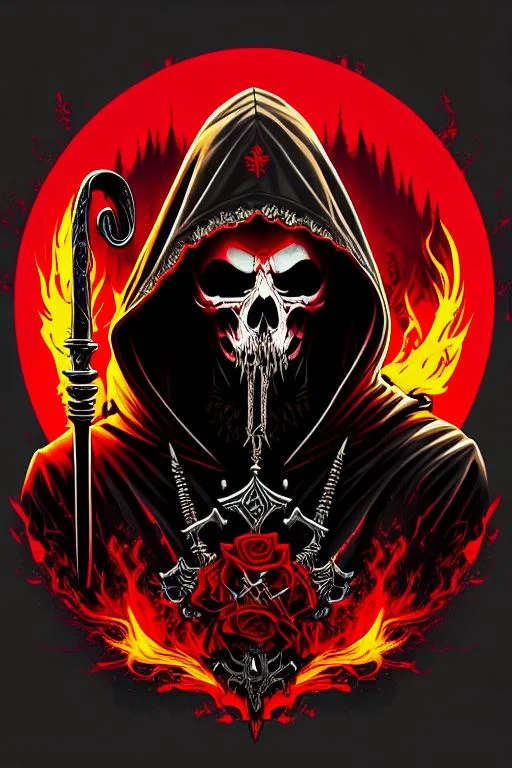 Hooded Grim Reaper, Empty Background 1.4, Scythe, Streetwear...