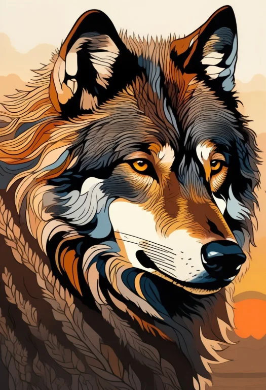 A Wolf With Fur Woven From Drifting Mist, Layered Depth, War...