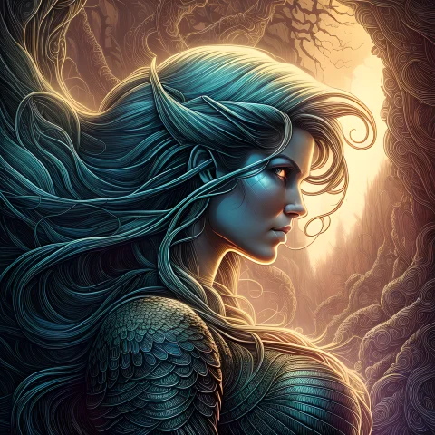 In Profile The Beautiful Nordic Amazon Woman One Head With H... — Stable Diffusion AI Prompt: in profile (the beautiful nordic amazon woman one head with hair fluttering in t...