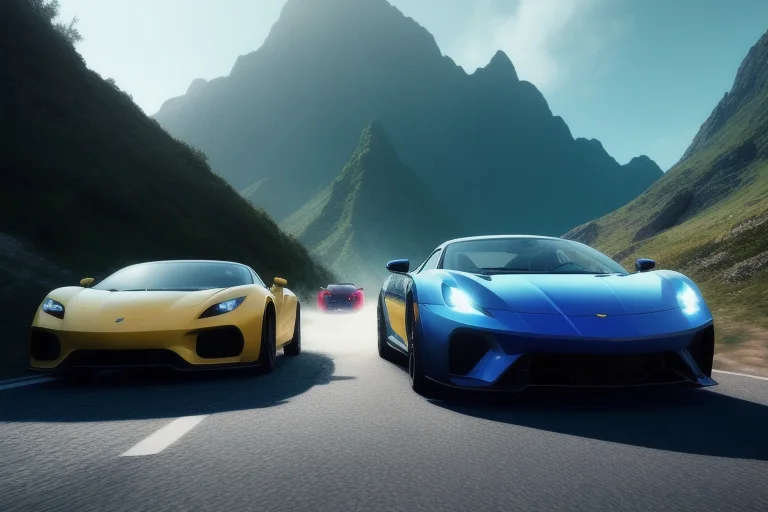 The Car Chase Scene Is Set On A Winding Mountain Road, With...