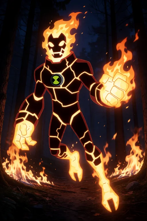 Full Body, A 3d Dynamic Image Of Heatblast From Ben 10, It I...