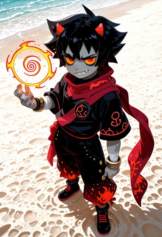 Solo, 2d, 1boy, Karkat Vantas, Red Eyes, Yellow Sclera, Blac...