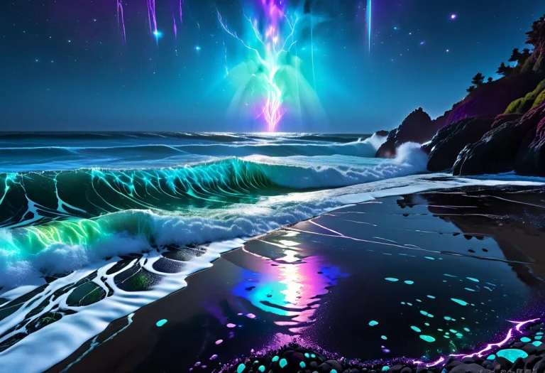 Masterpiece, Best Quality, Coastal Landscape, Ocean Waves Cr...