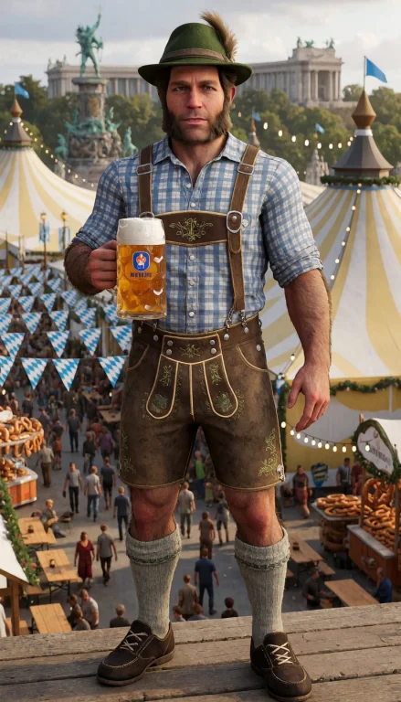 Soiverine, Hairy Man, 3d Render, Standing Outdoors At Oktobe...
