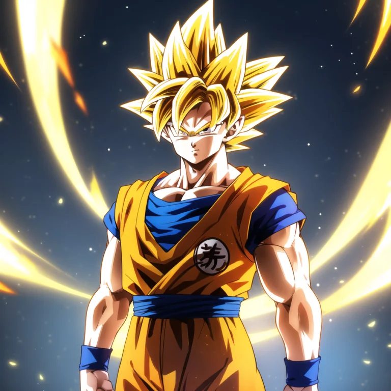 Songoku, Supersaiyan, Yellowhair, Aura Lorasongokudragonball...