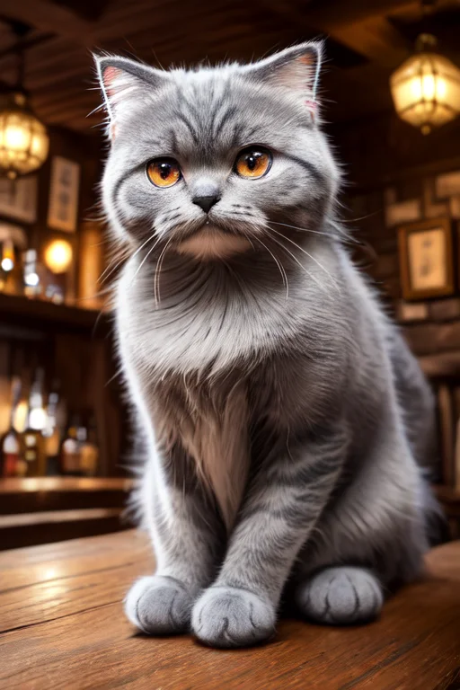 Modelshoot Style, 8k, Portrait Of A Cute Grey Scottish Fold...